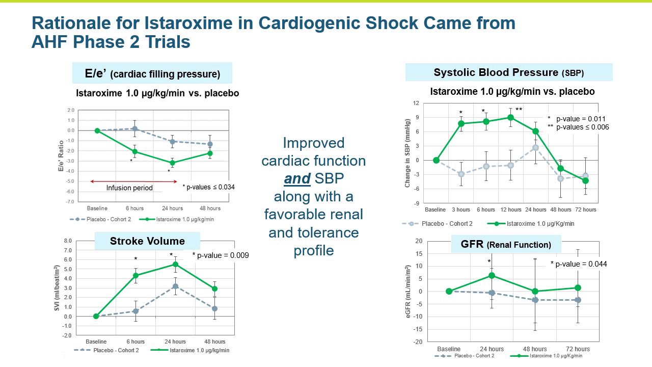 Rationale for Istaroxime in Cardiogenic Shock Came from AHF Phase 2 Trials